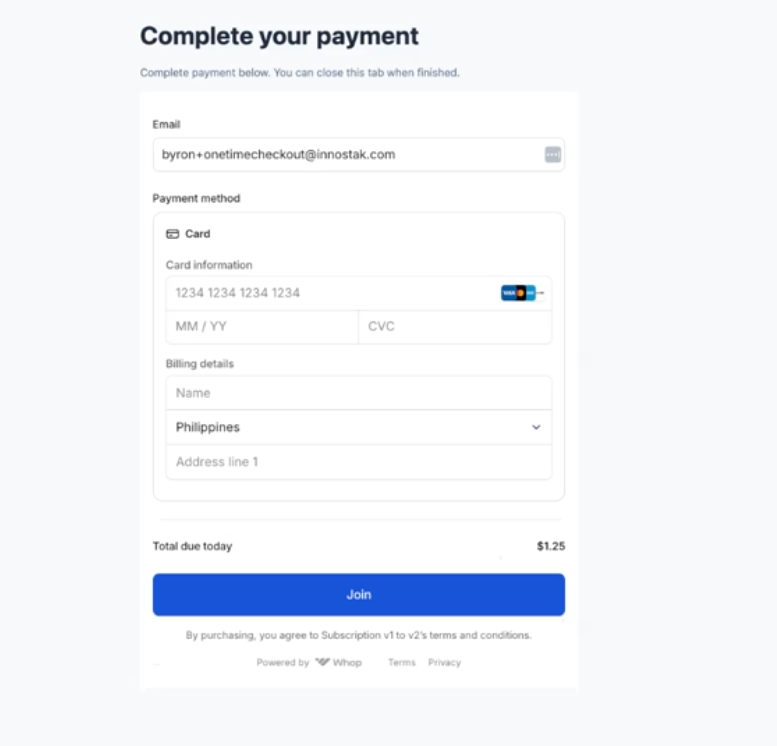 Native checkout